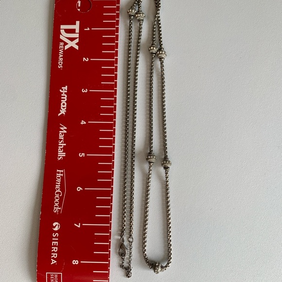 32” Vintage Silvertone Beaded with Crystals Necklace - Picture 4 of 6